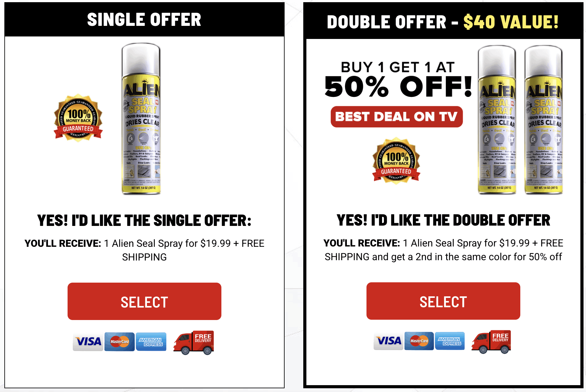 Alien seal spray package